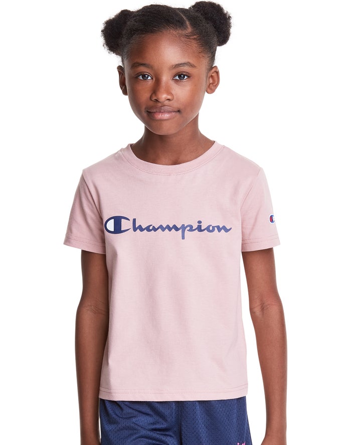 Champion Classic Script Logo Kiz Çocuk Tişört Mercan ( SPQFCJ430 )